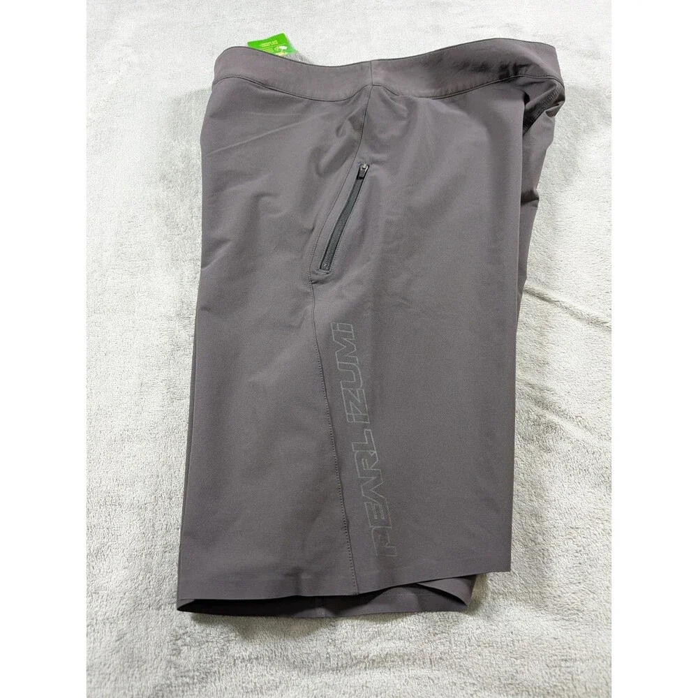 Pearl Izumi Elevate Shell Shorts Mens 34 Gray Cycling MTB Spell Out Performance
